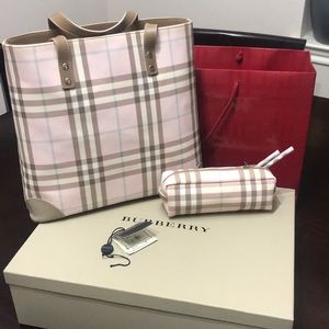 Burberry Nova Check Tote + Pencil/Makeup Case